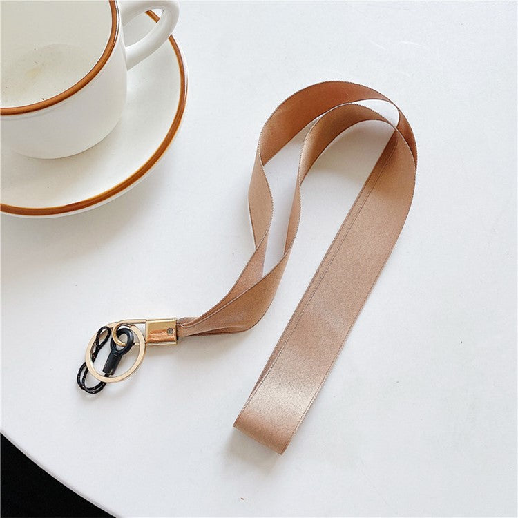 Cell Phone Lanyard Keychain Lanyard Neck Strap Nurse Lanyard for Phone Case and Keys - Silk Ribbon / Milk Tea Color