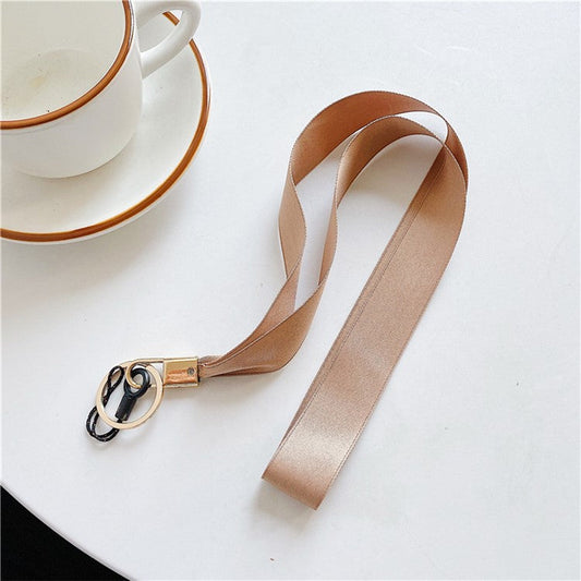 Cell Phone Lanyard Keychain Lanyard Neck Strap Nurse Lanyard for Phone Case and Keys - Silk Ribbon / Milk Tea Color