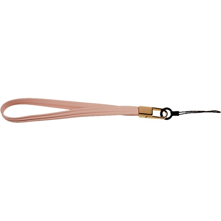 20cm Universal Cell Phone Case Hand Strap Wrist Lanyard Leather Strap for Name Tag / Keys - Pink