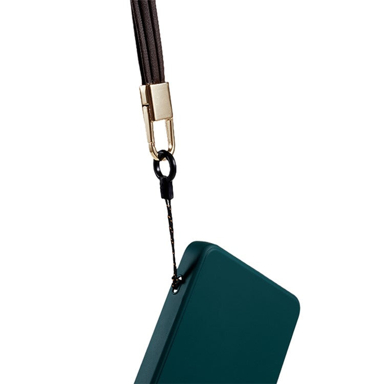 20cm Universal Cell Phone Case Hand Strap Wrist Lanyard Leather Strap for Name Tag / Keys - Dark Brown