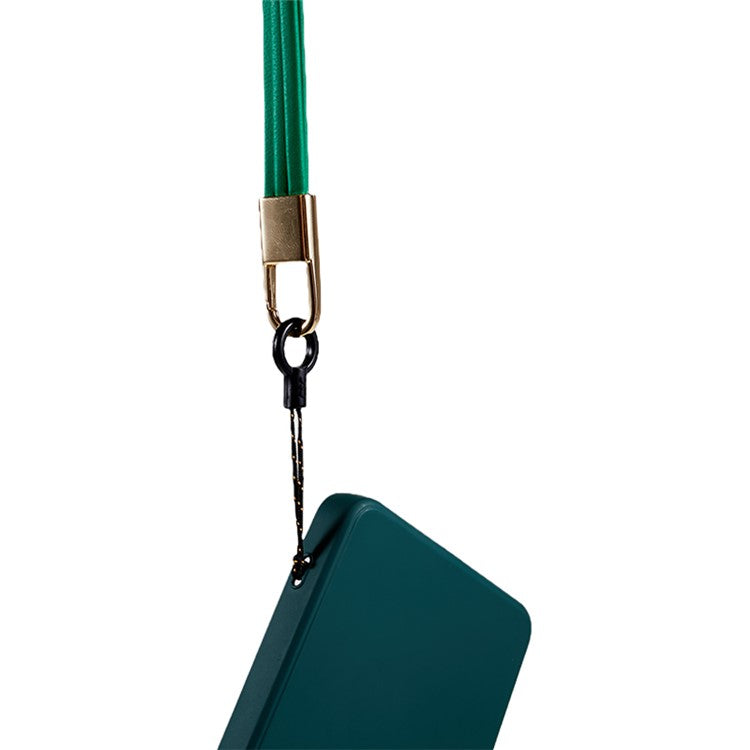 20cm Universal Cell Phone Case Hand Strap Wrist Lanyard Leather Strap for Name Tag / Keys - Green