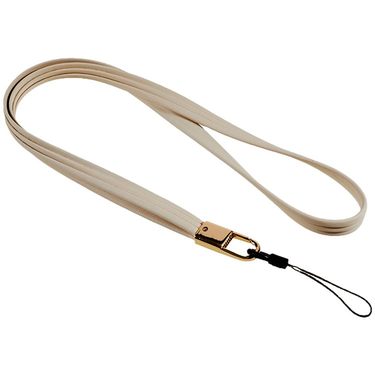 45cm Leather Neck Strap for Name Tag / Keys Universal Cell Phone Case Hanging Neck Lanyard - Apricot