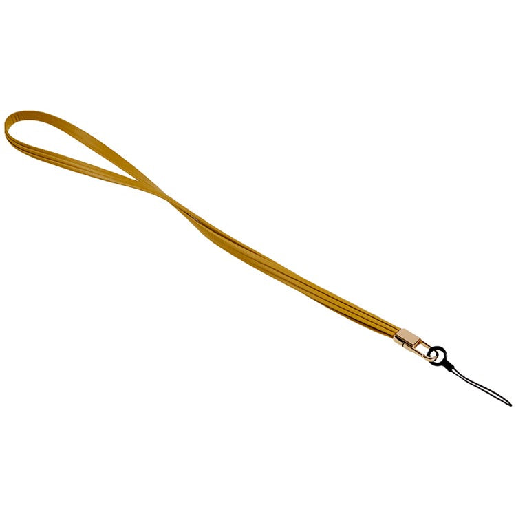 45cm Leather Neck Strap for Name Tag / Keys Universal Cell Phone Case Hanging Neck Lanyard - Dark Yellow