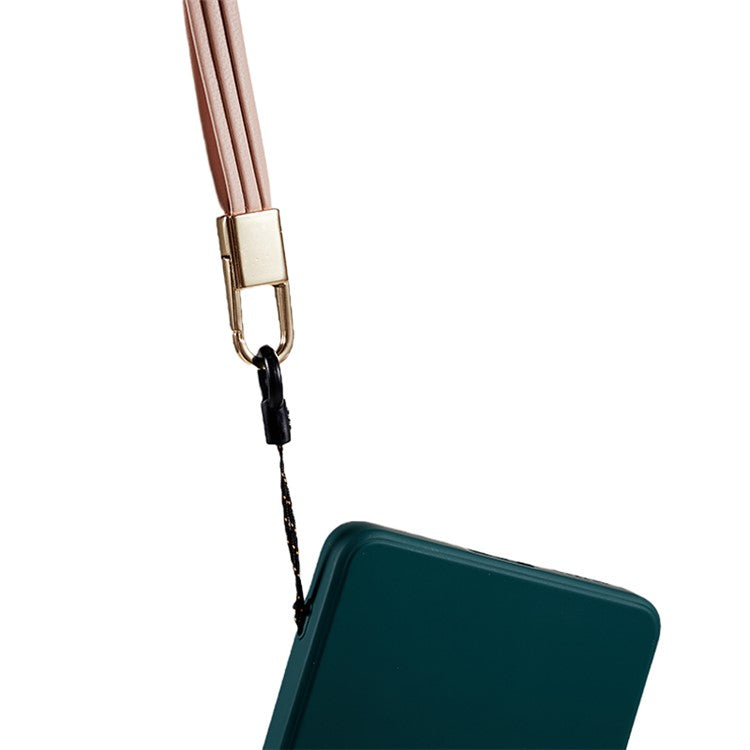 45cm Leather Neck Strap for Name Tag / Keys Universal Cell Phone Case Hanging Neck Lanyard - Pink