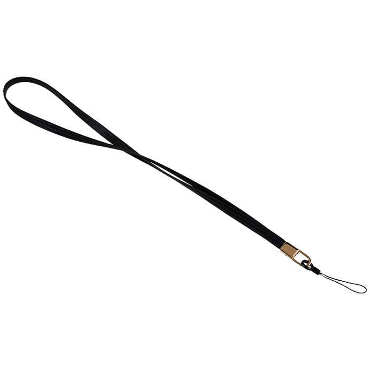 45cm Leather Neck Strap for Name Tag / Keys Universal Cell Phone Case Hanging Neck Lanyard - Black