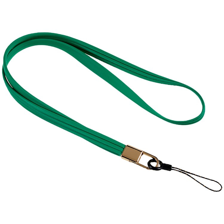 45cm Leather Neck Strap for Name Tag / Keys Universal Cell Phone Case Hanging Neck Lanyard - Green