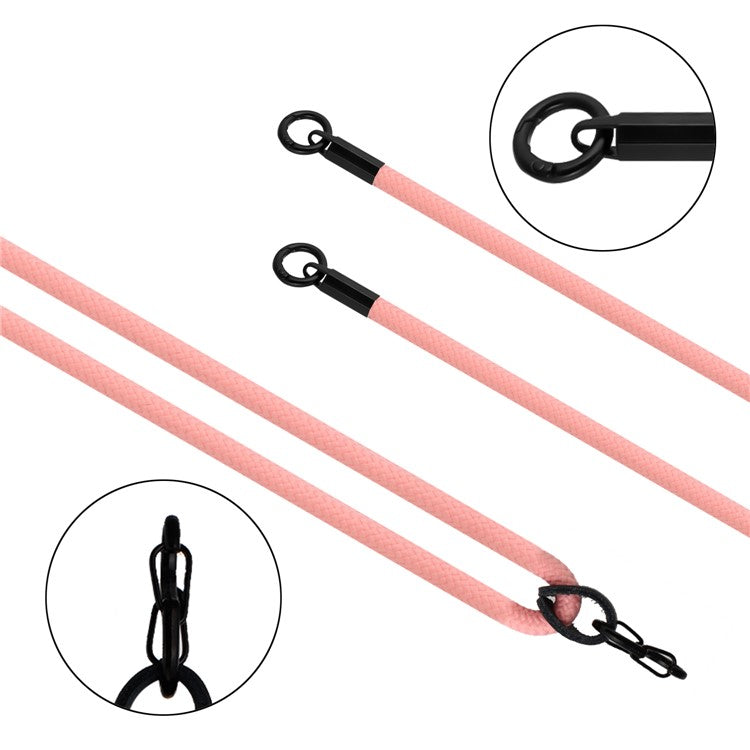 8mm Dual Ring Buckle Phone Carrying Rope Anti-lost Lanyard Phone Crossbody Shoulder Strap - Pink