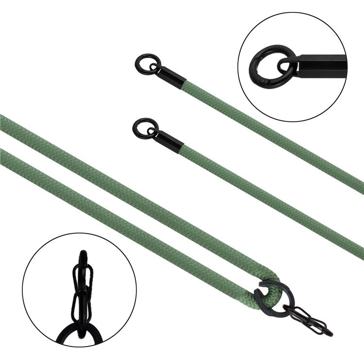 8mm Dual Ring Buckle Phone Carrying Rope Anti-lost Lanyard Phone Crossbody Shoulder Strap - Army Green