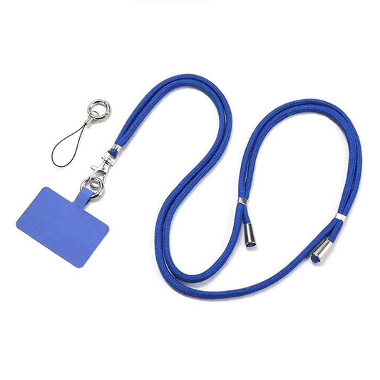 Polyester Phone Lanyard Adjustable 5mm Neck Strap Crossbody Cell Phone Strap with Patch - Blue