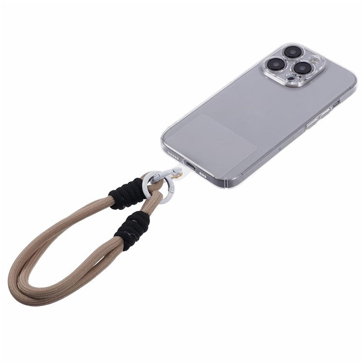A4 Universal Phone Wrist Strap Lanyard Cameras Keyring Holder Short Strap with Tether Tab - Brown+Black