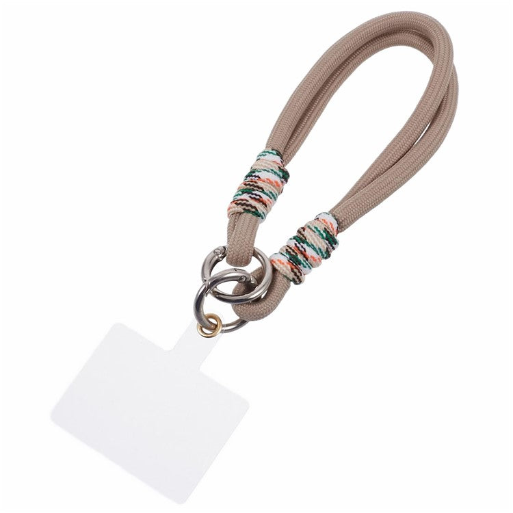 A4 Universal Phone Wrist Strap Lanyard Cameras Keyring Holder Short Strap with Tether Tab - Brown+Multicolor