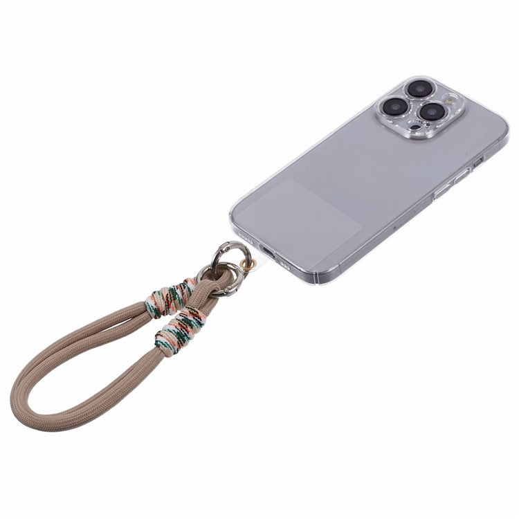A4 Universal Phone Wrist Strap Lanyard Cameras Keyring Holder Short Strap with Tether Tab - Brown+Multicolor