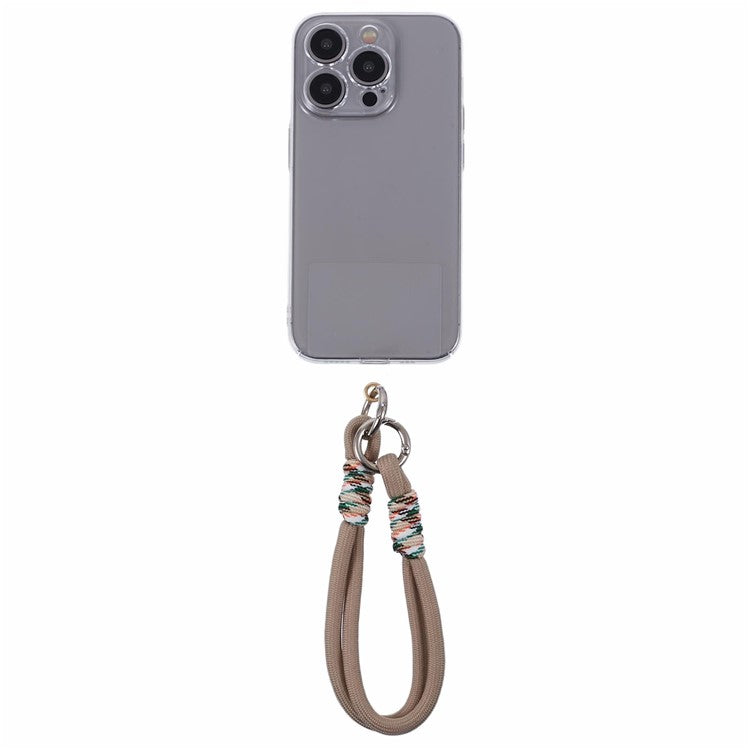 A4 Universal Phone Wrist Strap Lanyard Cameras Keyring Holder Short Strap with Tether Tab - Brown+Multicolor