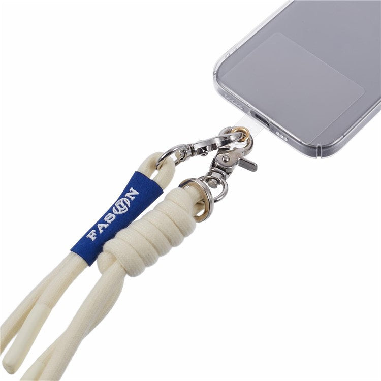 A1 Style Phone Lanyard 60cm Universal Crossbody Cell Phone Lanyards Shoulder Neck Strap with Patch - White