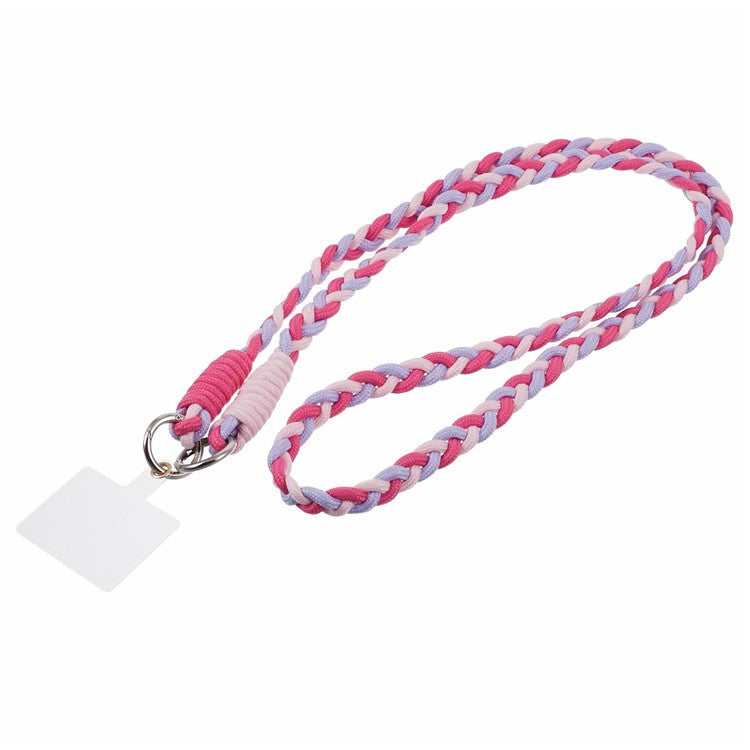 A5 Style 60cm Phone Crossbody Lanyard Weaving Polyester Shoulder Strap Phone Charms with Patch - Rose Purple