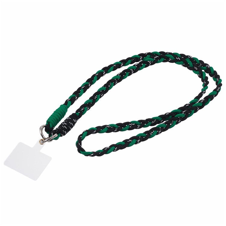 A5 Style 60cm Phone Crossbody Lanyard Weaving Polyester Shoulder Strap Phone Charms with Patch - Green Black