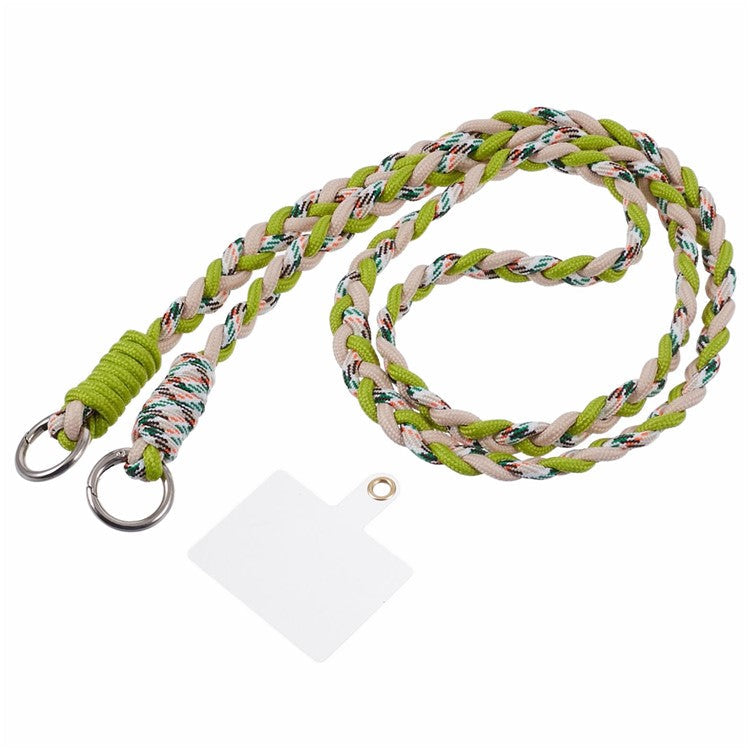 A5 Style 60cm Phone Crossbody Lanyard Weaving Polyester Shoulder Strap Phone Charms with Patch - Green Colorful