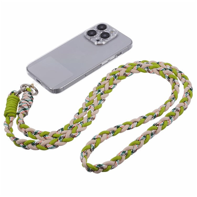 A5 Style 60cm Phone Crossbody Lanyard Weaving Polyester Shoulder Strap Phone Charms with Patch - Green Colorful
