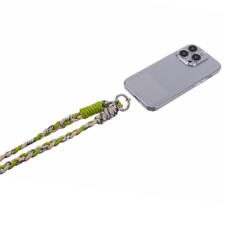 A5 Style 60cm Phone Crossbody Lanyard Weaving Polyester Shoulder Strap Phone Charms with Patch - Green Colorful