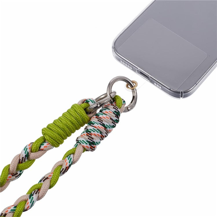 A5 Style 60cm Phone Crossbody Lanyard Weaving Polyester Shoulder Strap Phone Charms with Patch - Green Colorful