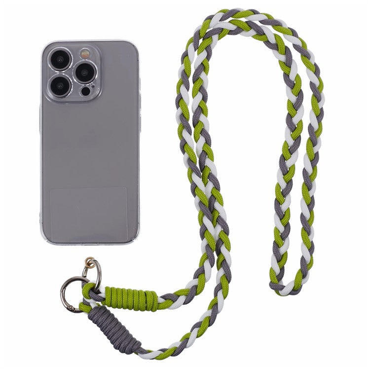 A5 Style 60cm Phone Crossbody Lanyard Weaving Polyester Shoulder Strap Phone Charms with Patch - Grey Green