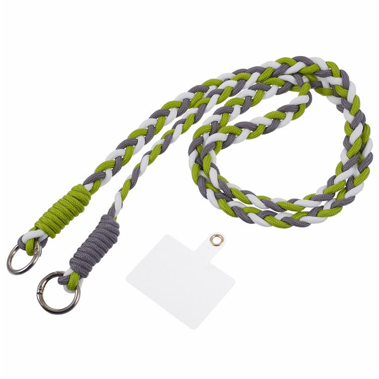 A5 Style 60cm Phone Crossbody Lanyard Weaving Polyester Shoulder Strap Phone Charms with Patch - Grey Green