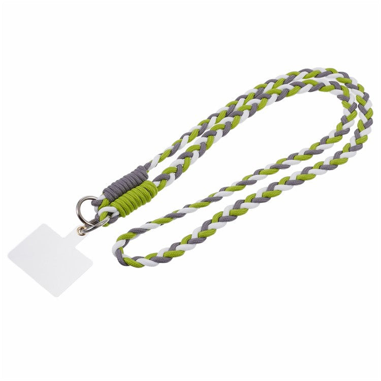 A5 Style 60cm Phone Crossbody Lanyard Weaving Polyester Shoulder Strap Phone Charms with Patch - Grey Green