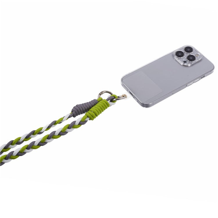 A5 Style 60cm Phone Crossbody Lanyard Weaving Polyester Shoulder Strap Phone Charms with Patch - Grey Green