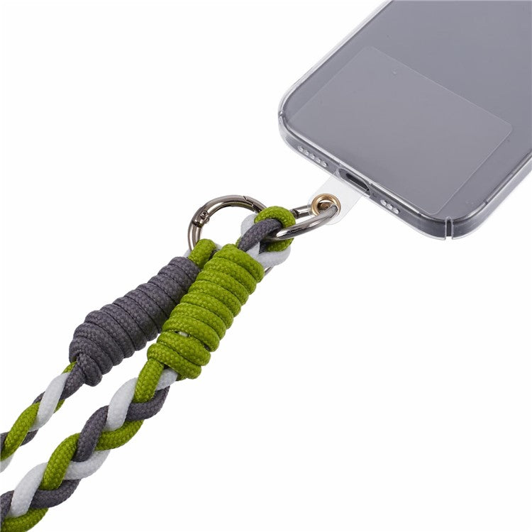 A5 Style 60cm Phone Crossbody Lanyard Weaving Polyester Shoulder Strap Phone Charms with Patch - Grey Green