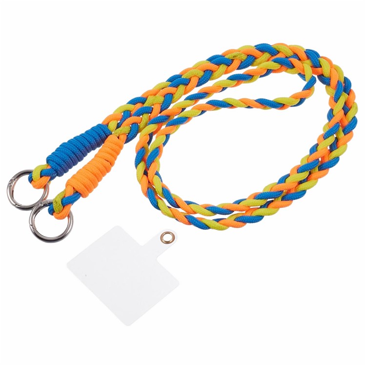 A5 Style 60cm Phone Crossbody Lanyard Weaving Polyester Shoulder Strap Phone Charms with Patch - Orange Blue