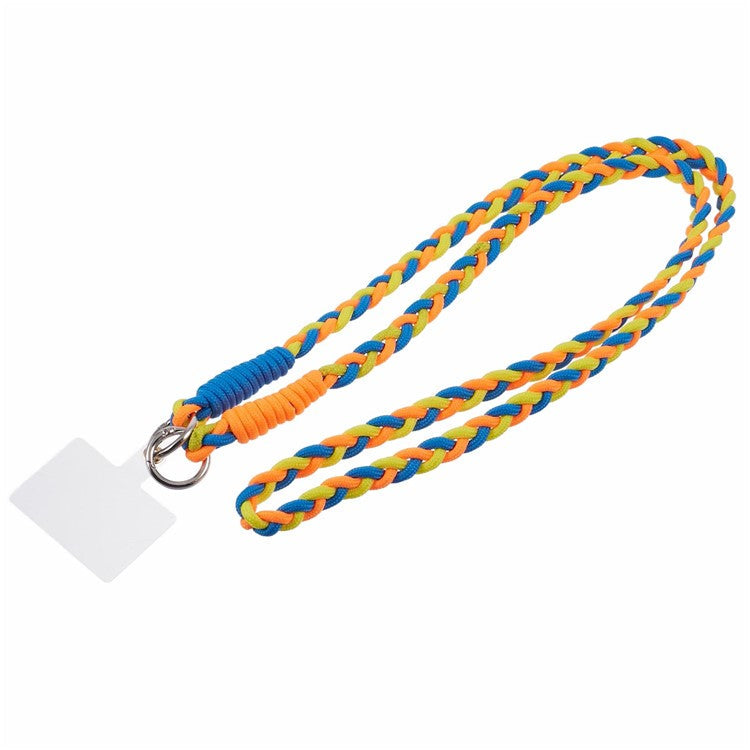 A5 Style 60cm Phone Crossbody Lanyard Weaving Polyester Shoulder Strap Phone Charms with Patch - Orange Blue