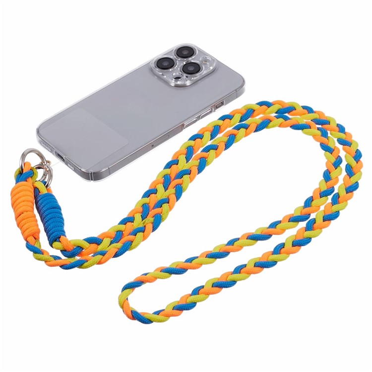A5 Style 60cm Phone Crossbody Lanyard Weaving Polyester Shoulder Strap Phone Charms with Patch - Orange Blue