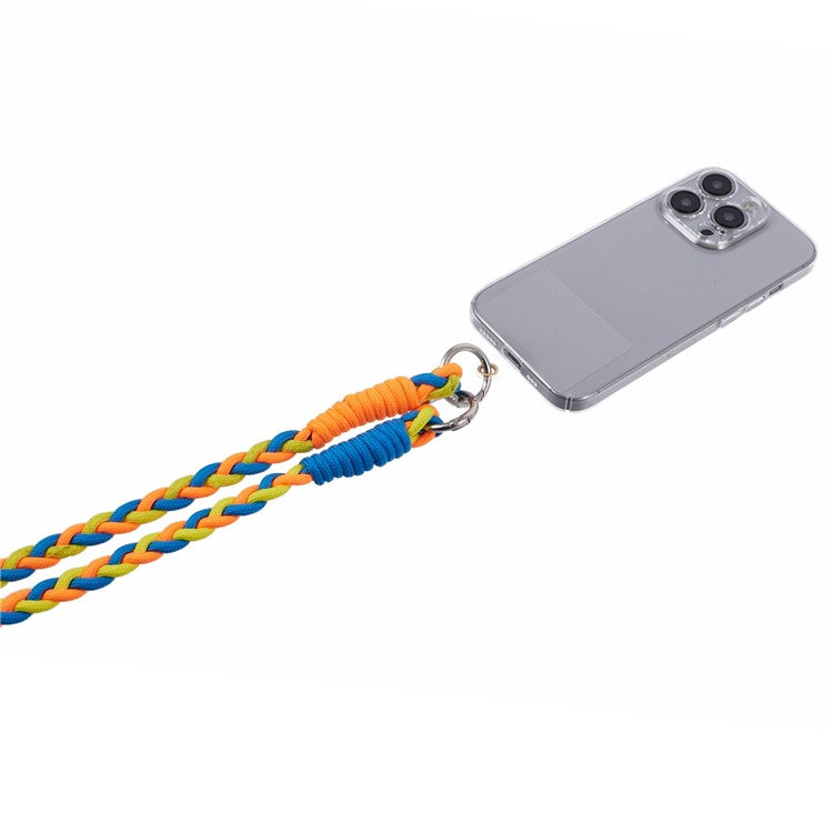 A5 Style 60cm Phone Crossbody Lanyard Weaving Polyester Shoulder Strap Phone Charms with Patch - Orange Blue