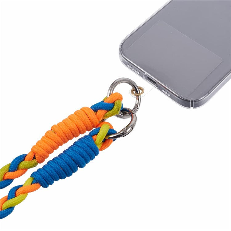 A5 Style 60cm Phone Crossbody Lanyard Weaving Polyester Shoulder Strap Phone Charms with Patch - Orange Blue