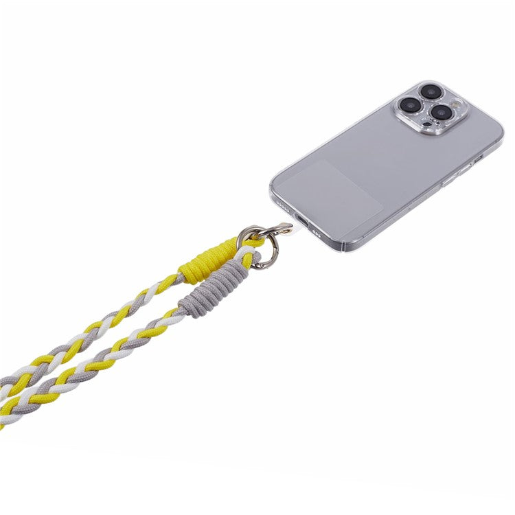 A5 Style 60cm Phone Crossbody Lanyard Weaving Polyester Shoulder Strap Phone Charms with Patch - Yellow Grey