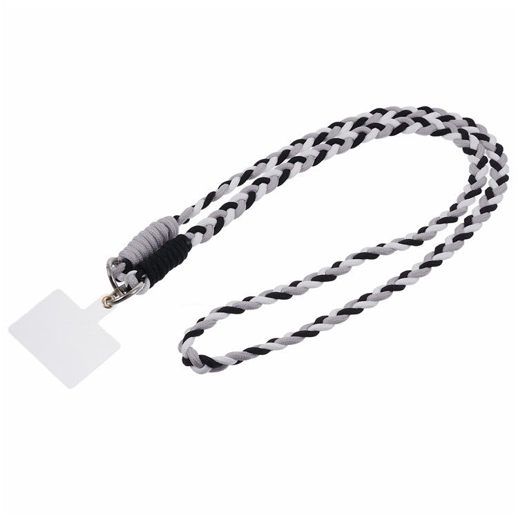 A5 Style 60cm Phone Crossbody Lanyard Weaving Polyester Shoulder Strap Phone Charms with Patch - Grey Black