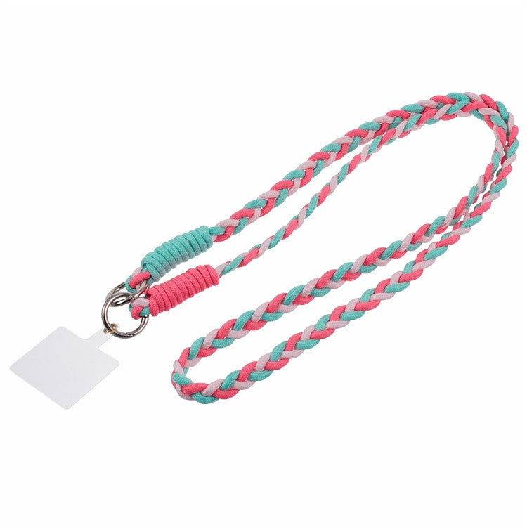 A5 Style 60cm Phone Crossbody Lanyard Weaving Polyester Shoulder Strap Phone Charms with Patch - Rose Green