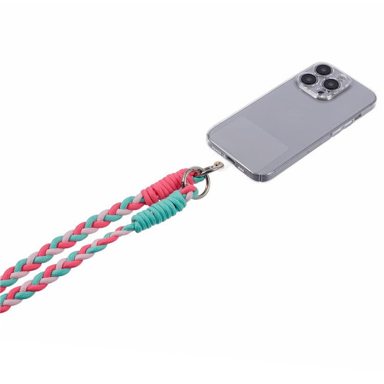 A5 Style 60cm Phone Crossbody Lanyard Weaving Polyester Shoulder Strap Phone Charms with Patch - Rose Green