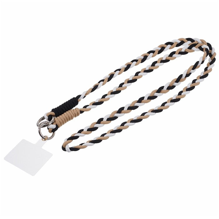 A5 Style 60cm Phone Crossbody Lanyard Weaving Polyester Shoulder Strap Phone Charms with Patch - Apricot Black