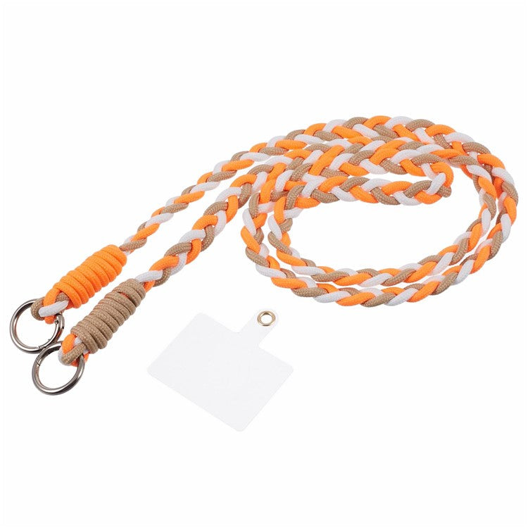 A5 Style 60cm Phone Crossbody Lanyard Weaving Polyester Shoulder Strap Phone Charms with Patch - Apricot Orange