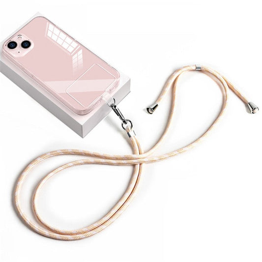 6mm Nylon Phone Lanyard Universal Adjustable Neck Straps with Pad - Pink White
