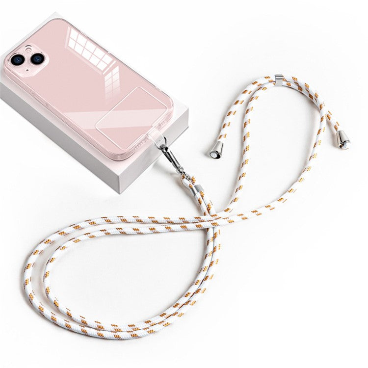 6mm Nylon Phone Lanyard Universal Adjustable Neck Straps with Pad - White Coffee