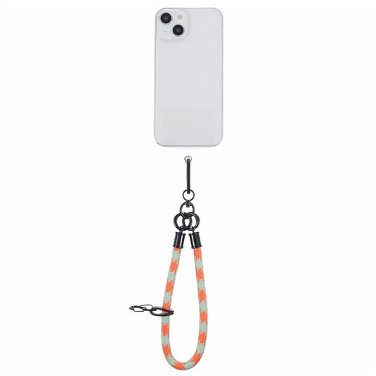 8mm 30cm Phone Wrist Strap Dual Color Short Lanyard with Patch for Camera ID Badge Keys - Orange+White