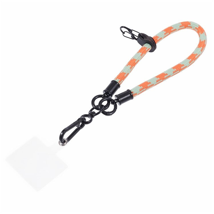 8mm 30cm Phone Wrist Strap Dual Color Short Lanyard with Patch for Camera ID Badge Keys - Orange+White
