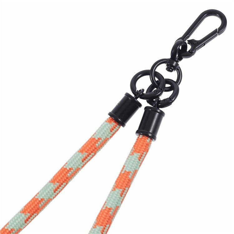 8mm 30cm Phone Wrist Strap Dual Color Short Lanyard with Patch for Camera ID Badge Keys - Orange+White