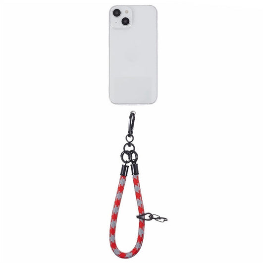 8mm 30cm Phone Wrist Strap Dual Color Short Lanyard with Patch for Camera ID Badge Keys - Red+Grey