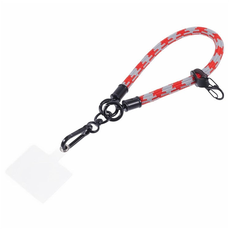 8mm 30cm Phone Wrist Strap Dual Color Short Lanyard with Patch for Camera ID Badge Keys - Red+Grey