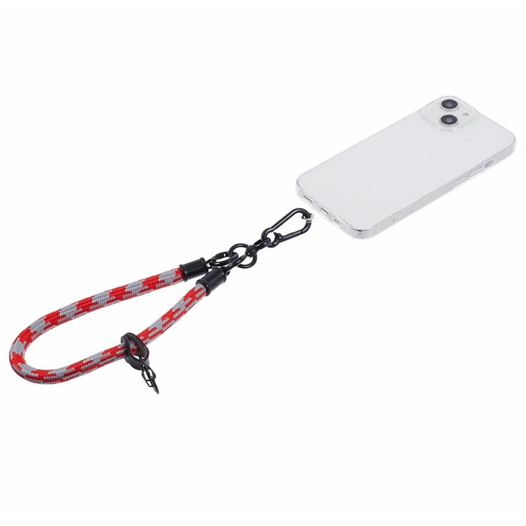 8mm 30cm Phone Wrist Strap Dual Color Short Lanyard with Patch for Camera ID Badge Keys - Red+Grey