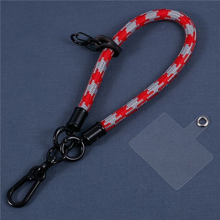8mm 30cm Phone Wrist Strap Dual Color Short Lanyard with Patch for Camera ID Badge Keys - Red+Grey
