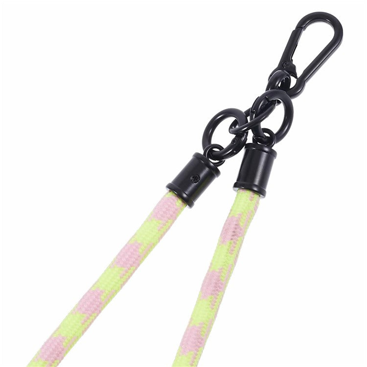 8mm 30cm Phone Wrist Strap Dual Color Short Lanyard with Patch for Camera ID Badge Keys - Pink+Yellow